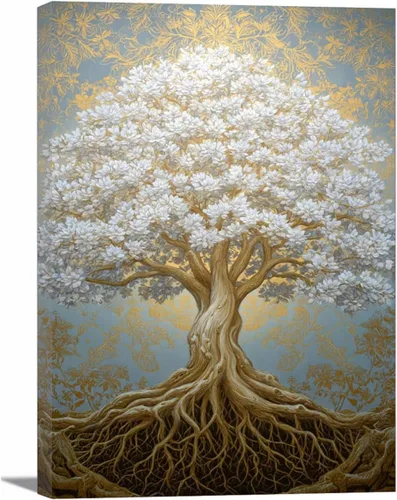 Vista 31 de VOCBAN Tree of Life Wall Art The Picture Artwork Canvas Prints Tree Pictures Poster Retro Artwork for Bedroom Living Room Home Decoration(blue blue