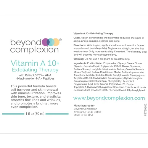 Vista 3 de Terapia exfoliante con vitamina A 10+ con ácido láctico, exfoliación ligera para eliminar el acné, rejuvenecer la piel y ofrecer un tono y textura