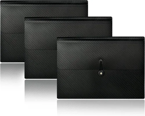 Vista 10 de Carpeta de archivos expandible con pestañas, 13 bolsillos, organizador de archivos de acordeón, con cierre de hebillas elásticas, organizador