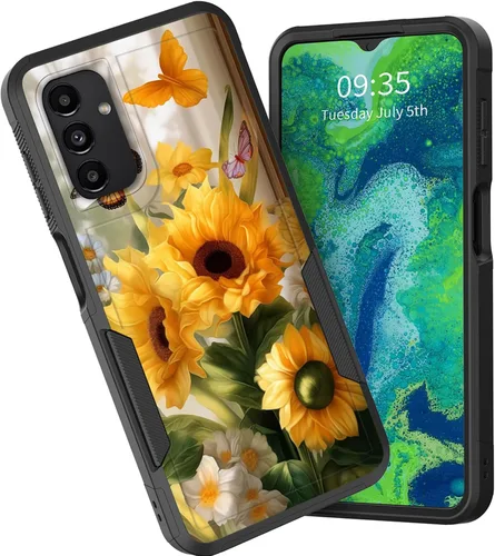 Vista 14 de Funda protectora para Galaxy A13 5G, doble capa híbrida resistente a prueba de golpes, policarbonato duro, silicona suave, TPU, funda protectora