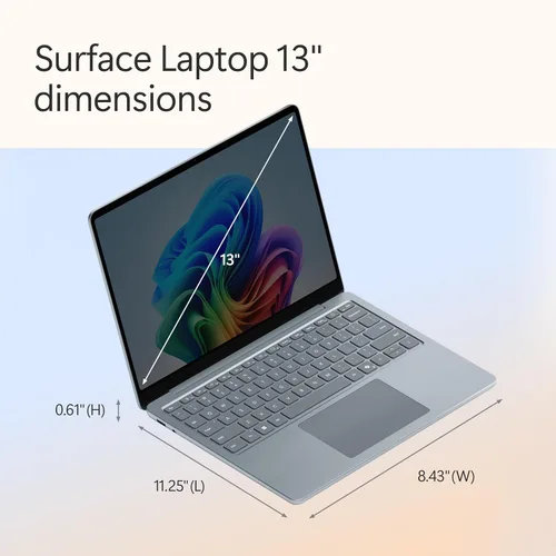 Vista 11 de Microsoft Surface Laptop (2025), PC con Windows 11 Copilot+, pantalla táctil de 13 pulgadas, Snapdragon X Plus (8 núcleos), 16 GB de RAM Océano