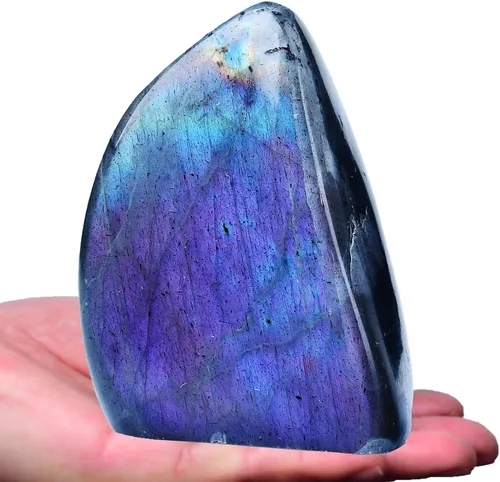 Vista 18 de Roca de Labradorita Pequeña Lámina de Labradorita Azul Pulida Piedra de Cristal de Sanación en Bloque para Meditación Regalo Decoración del Hogar