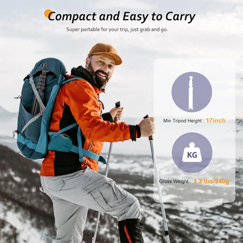Vista 7 de Aureday Kit de accesorios para trípode de teléfono de 62", soporte de trípode para cámara y teléfono celular con control remoto inalámbrico