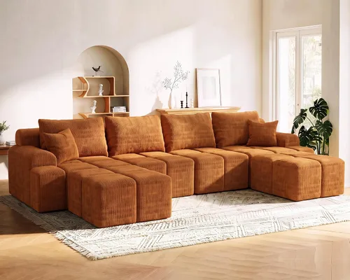 Vista 11 de Vipbear 120" Oversized Modular Sectional Sofa, Boneless Couch for Living Room, L Shape Deep Seat Sofa with Ottoman, Throw Pillows, Comfy Chenille