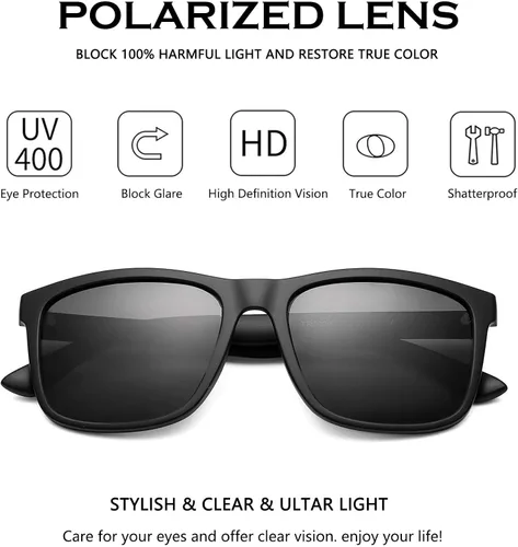 Vista 2 de DeBuff - Gafas de sol polarizadas unisex clásico retro marco irrompible TR90