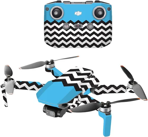 Vista 6 de MightySkins - Compatible con DJI Mini 2 Dron portátil – Aqua Chevron Funda protectora de vinilo duradera y única Fácil de aplicar, quitar y Acua