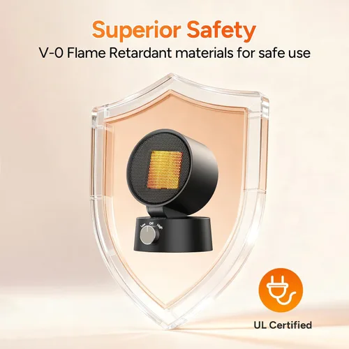 Vista 6 de DR.PREPARE Calentador de Espacio Pequeño para Uso Interior, Cerámica Eléctrica de 600W, Escritorio Portátil para Oficina y Dormitorio, Calentamiento