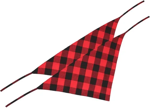 Vista 2 de 2 unidades de bandana para perro de Navidad para mascotas, bufanda triangular, accesorios baberos, rojo y negro a cuadros