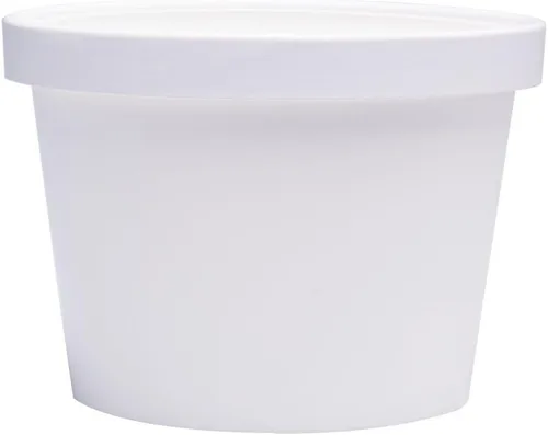 Vista 2 de Vasos de papel para helado con tapas de papel, tazas de papel para sopa caliente/fría con tapas (blanco) (40, 8 onzas)
