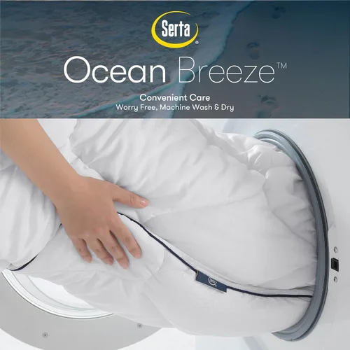 Vista 6 de Serta Ocean Breeze - Protector de colchón elástico ajustable y transpirable con relleno de fibra sostenible y funda Tencel para todas