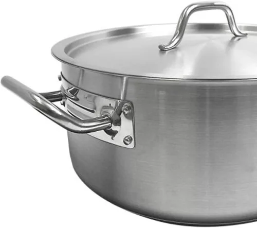 Vista 5 de TrueCraftware - Olla de acero inoxidable de 15 cuartos de galón con base encapsulada y cubierta - Olla de brasero de alta resistencia para sopa