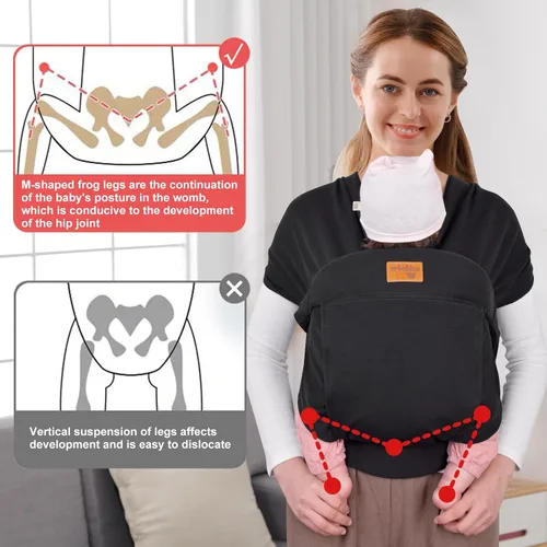 Vista 2 de Fular Portabebés Bandolera, Portabebés para Recién Nacidos y Niños Pequeños, Amigable con la Piel y Suave Envoltura Frontal para Bebés, Regalos