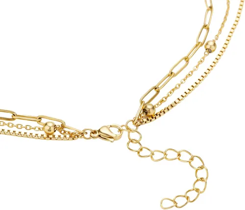 Vista 4 de VAttract Gargantilla en capas para mujer, monedacírculoperlacorazón chapado en oro de 18 quilates, collar de cadena de serpiente, collar de capas