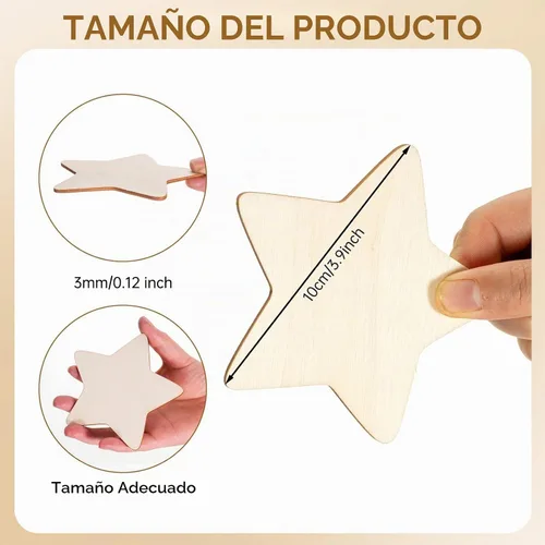 Vista 2 de 50 piezas de madera en blanco sin terminar, adornos de madera natural de 4 pulgadas para proyectos de manualidades y decoración de bodas de fiesta