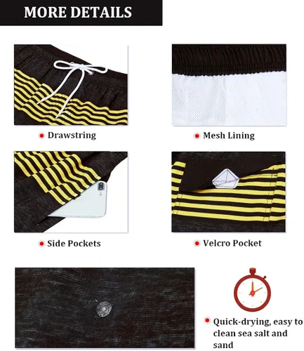 Vista 4 de SILKWORLD Men's 7 inch Swim Trunks Quick Dry Bathing Suit with Pockets Running Shorts