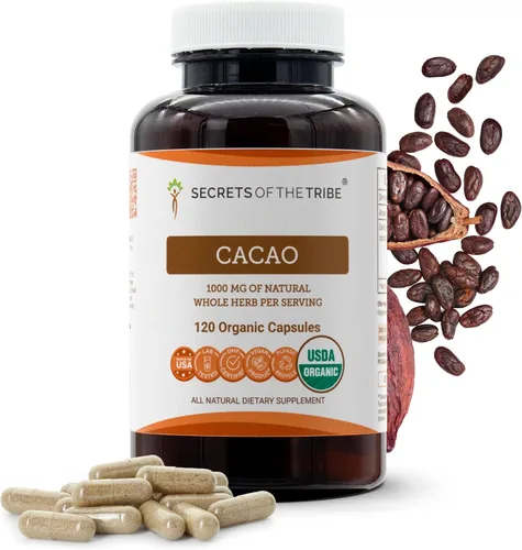 Vista 7 de Cacao 60 Cápsulas, 1000 mg, Cacao (Theobroma Cacao) Granos Crudos Secos (60 Cápsulas)