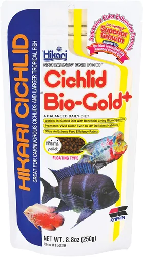 Vista 2 de Hikari Cichlid Bio-Gold y pellets flotantes de 2 onzas para mascotas, mini