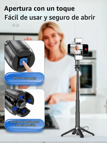 Vista 7 de USKEYVISION - Mini palo magnético para selfie para iPhone con luz (MPT-02) 4 In 1 Portable Pocket Selfie Stick Tripod for iPhone & Android with