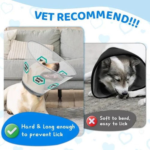Vista 6 de Supet Collar de cono para perro después de la cirugía para dejar de lamer: collar Elizabeth de recuperación ajustable, alternativa para perros Verde