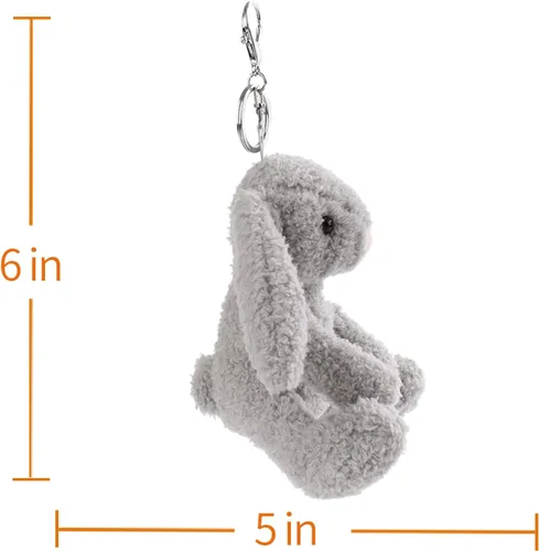 Vista 3 de Apricot Lamb Cute Toys - Llavero suave de peluche de conejo gris para bolsa de niños, bolso, mochila y bolso (6 pulgadas)