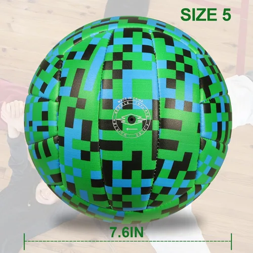 Vista 4 de Volleyball Size 5 - Soft PU Leather Indoor/Outdoor Ball for Training & Games, Mosaic Design, Ideal for Beginners, Teens & Adults