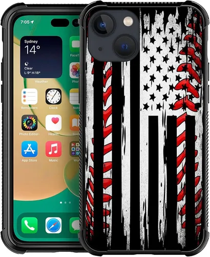 Vista 19 de Funda compatible con iPhone X/XS, diseño de bandera estadounidense de béisbol, TPU suave, a prueba de golpes, de vidrio templado, para iPhone X/XS