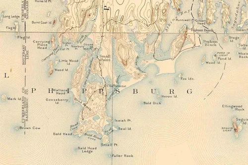 Vista 4 de Casco Bay 1893 Old Topographic Map USGS - Custom Composite Reprint Maine