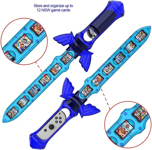 Vista 5 de Switch Joycon Sword Grip for The Legend of Zelda Skyward Sword HDJOYTORN Switch Accessories Handgrip for Zelda Nintendo Switch Holds 12 Game