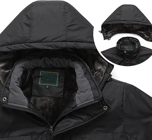 Vista 5 de IEPOFG Abrigo de lluvia impermeable de invierno para hombres Slim Fit grueso cálido chaqueta térmica senderismo cortavientos esquí ropa deportiva al