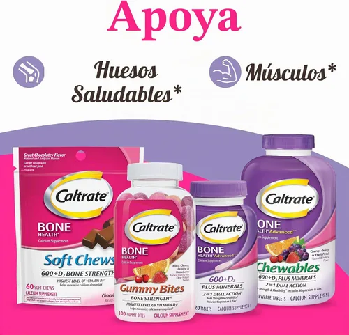 Vista 7 de Caltrate Gomitas masticables 600 +D3 Plus Minerales Calcio y Vitamina D, sin azúcar, sabor a cereza, naranja y ponche de frutas, 155 unidades Sin