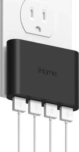 Vista 8 de iHome Cargador de pared USB delgado de 2 puertos, adaptador plano del enchufe del viaje del multipuerto Dual USB-A ports, 2.4A Rapid Charge