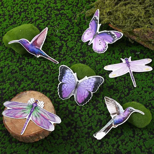 Vista 7 de Konohan 12 imanes de puerta de colibrí, mariposa y libélula de doble cara, protector decorativo flexible retráctil, calcomanías magnéticas