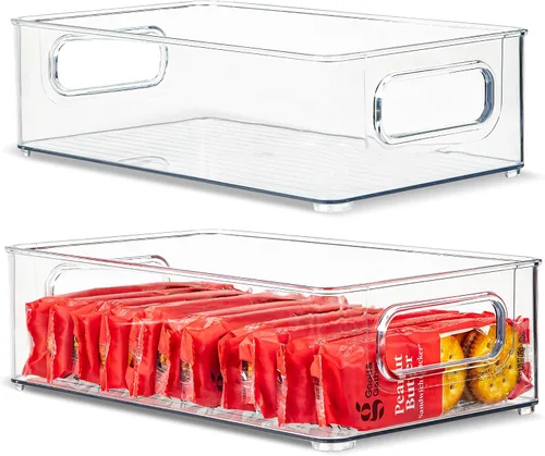 Vista 55 de Contenedor de plástico transparente para almacenamiento de alimentos con asas para organizar cocina, despensa, refrigerador, congelador, despensa