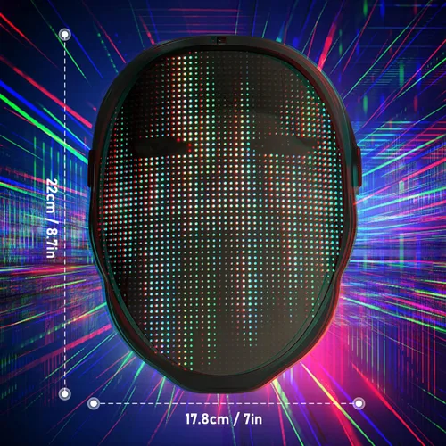 Vista 7 de Depointer Life Máscara LED con control de aplicación recargable compatible con Bluetooth, máscara brillante personalizable, máscara transformadora