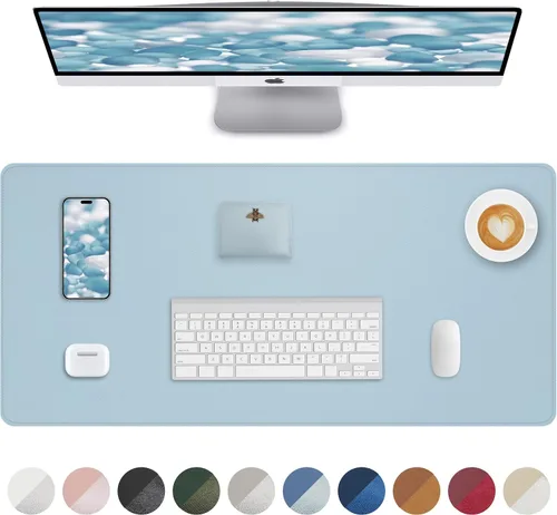 Vista 49 de Tapete protector para escritorio y mouse, antideslizante, de piel sintética, tapete impermeable de escritura para laptop, para oficina y hogar