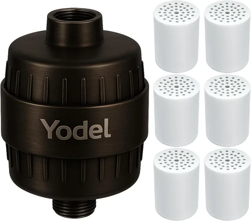 Vista 15 de Yodel Filtro de ducha con 6 cartuchos negro mate, suavizante de agua dura, 99% elimina el cloro y las impurezas, mejora la condición de la piel