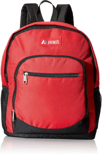 Vista 5 de Everest Mochila casual con bolsillo lateral de malla, RojoNegro, Mochila casual con bolsillo lateral de malla