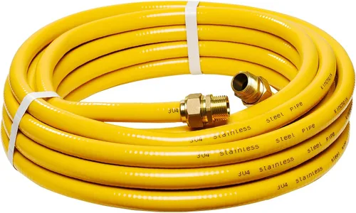Vista 10 de CSST Tubo de acero inoxidable corrugado de 37 pies 1/2 pulgada flexible de tubería de gas natural Kit de conversión de propano manguera de parrilla