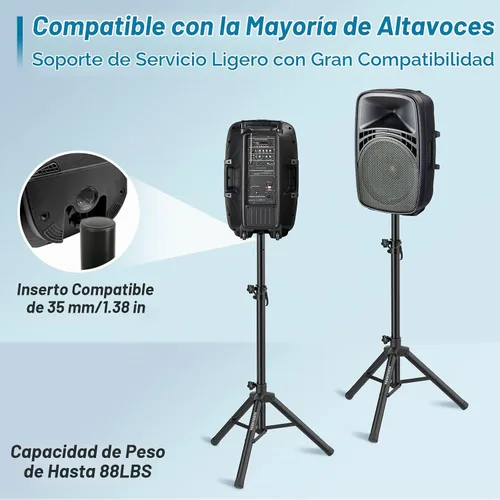 Vista 3 de Vondynote Par de soportes para altavoces de trípode de altura ajustable de 33.5 a 53.5 pulgadas, soporte delgado para mini altavoz, PA DJ, trípode