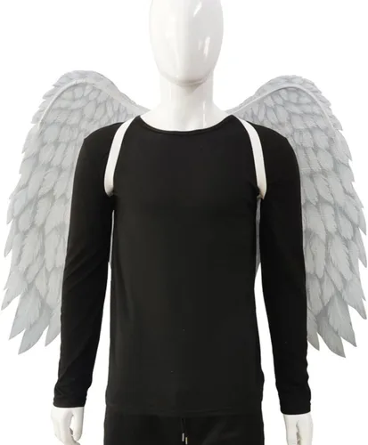 Vista 2 de Ochine Disfraz de alas de ángel, plumas plegables, decoraciones de Halloween, alas de ángel, decoración de Navidad, regalo para niños y adultos