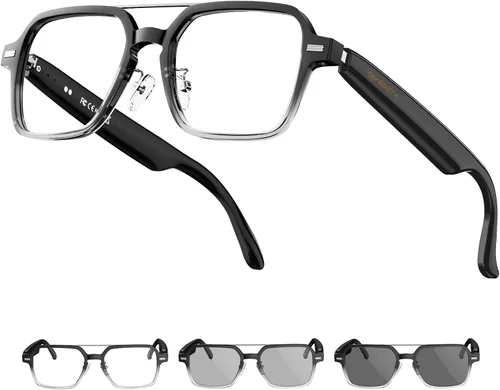 Vista 9 de Lentes inteligentes AI con cámara y Bluetooth, 1080P de grabación de video y fotos para hombres y mujeres, lentes de sol de audio que cambian