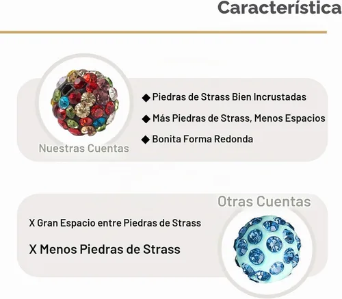 Vista 4 de Beadthoven - 100 cuentas de diamantes de imitación de arcilla de 0.394 pulgadas para la fabricación de joyas, cuentas de bola de disco de cristal