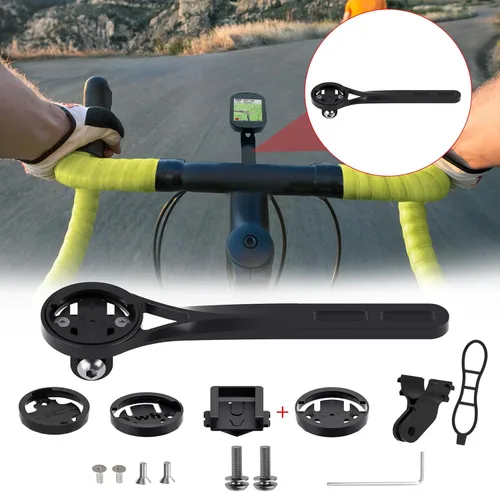 Vista 6 de Soporte frontal para computadora de ciclismo, soporte para computadora de bicicleta de aleación de aluminio, compatible con Garmin, Wahoo, Bryton