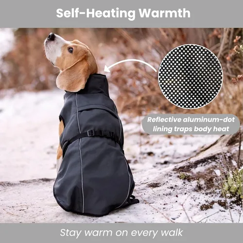 Vista 2 de Abrigo de invierno para perro, chaleco impermeable con aislamiento térmico, chaqueta de nieve, ajuste rápido, cálido y acogedor para clima frío