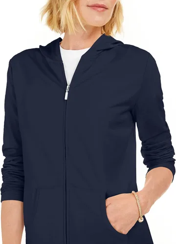 Vista 3 de Karen Scott Women's Zip Front Hoodie Blue Size Large