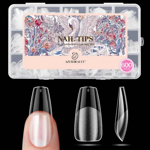 Vista 18 de Puntas de uñas cortas de almendra, 600 puntas de uñas de gel suave Almendra Corta