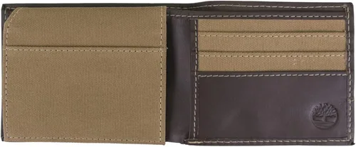 Vista 2 de Timberland Baseline - Cartera de lona de cuero para hombre con bolsillo abatible adjunto