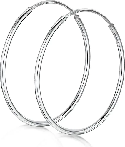 Vista 15 de Amberta® Aretes de plata de ley 925 con círculos finos y sin fin. Tamaño del diámetro: 20 30 40 60 2.953 in
