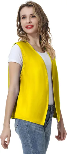 Vista 5 de TopTie Chaleco unisex sin bolsillo, chaleco victoriano, chaleco campesino, chaleco de trabajo voluntario Amarillo