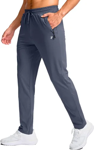 Vista 7 de Pudolla Pantalones deportivos altos para hombre con entrepierna de 32/34/36/38 pulgadas con bolsillos con cremallera, pantalones deportivos ligeros